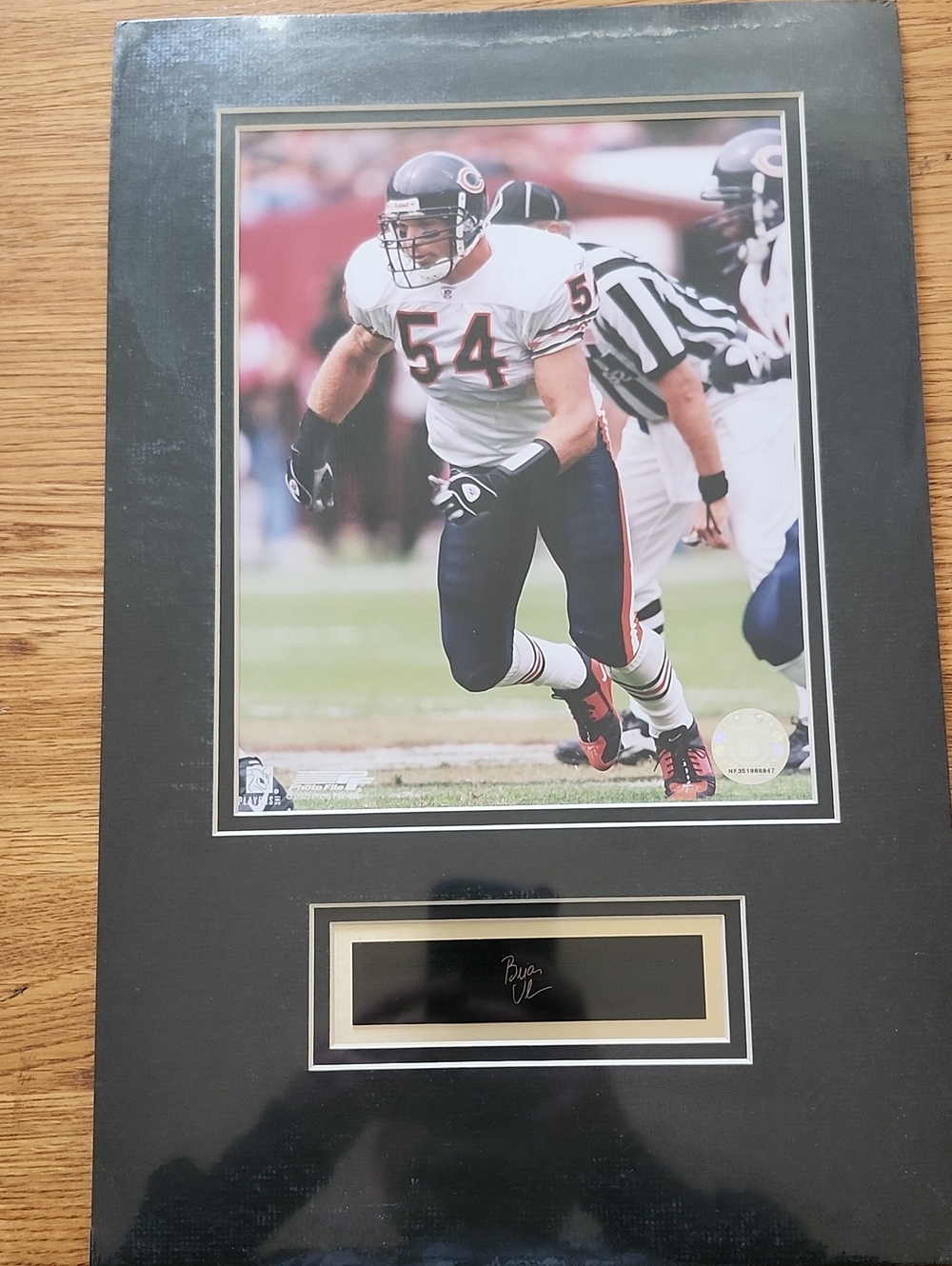 NFL Bears Urlacher NFL Licensed Signed Football Memorabilia Framed Print - Black